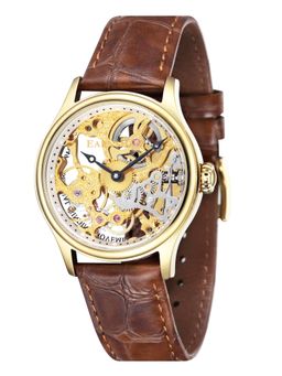 Earnshaw - Bauer Mechanical Automatic Skeleton Gold Round Dial Mens Watch - ES-8049-02