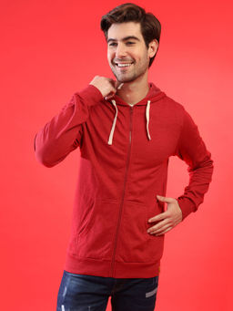 Campus Sutra - Men Zipper Solid Full Sleeve Stylish Casual Hooded Sweatshirts