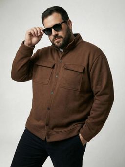 UNSTD - Brown Men Plus Size Winter Wear Shacket