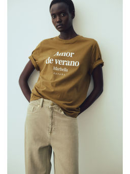 H&M - Women Brown Cotton T-Shirt