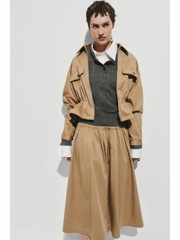 H&M - Women Beige Pleated Twill Skirt