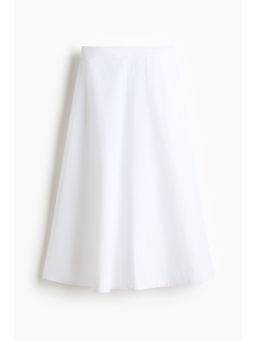 H&M - Women White Cotton Twill Midi Skirt