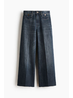 H&M - Women Blue Wide High Waist Ankle Jeans