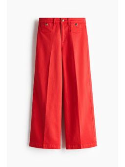 H&M - Women Red Wide High Waist Ankle Jeans