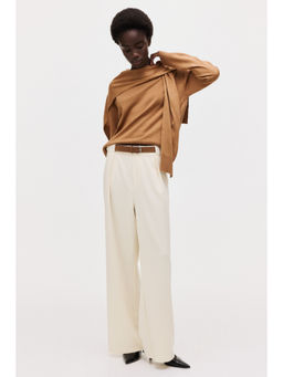 H&M - Women White Belted Ponte Di Roma Trouser