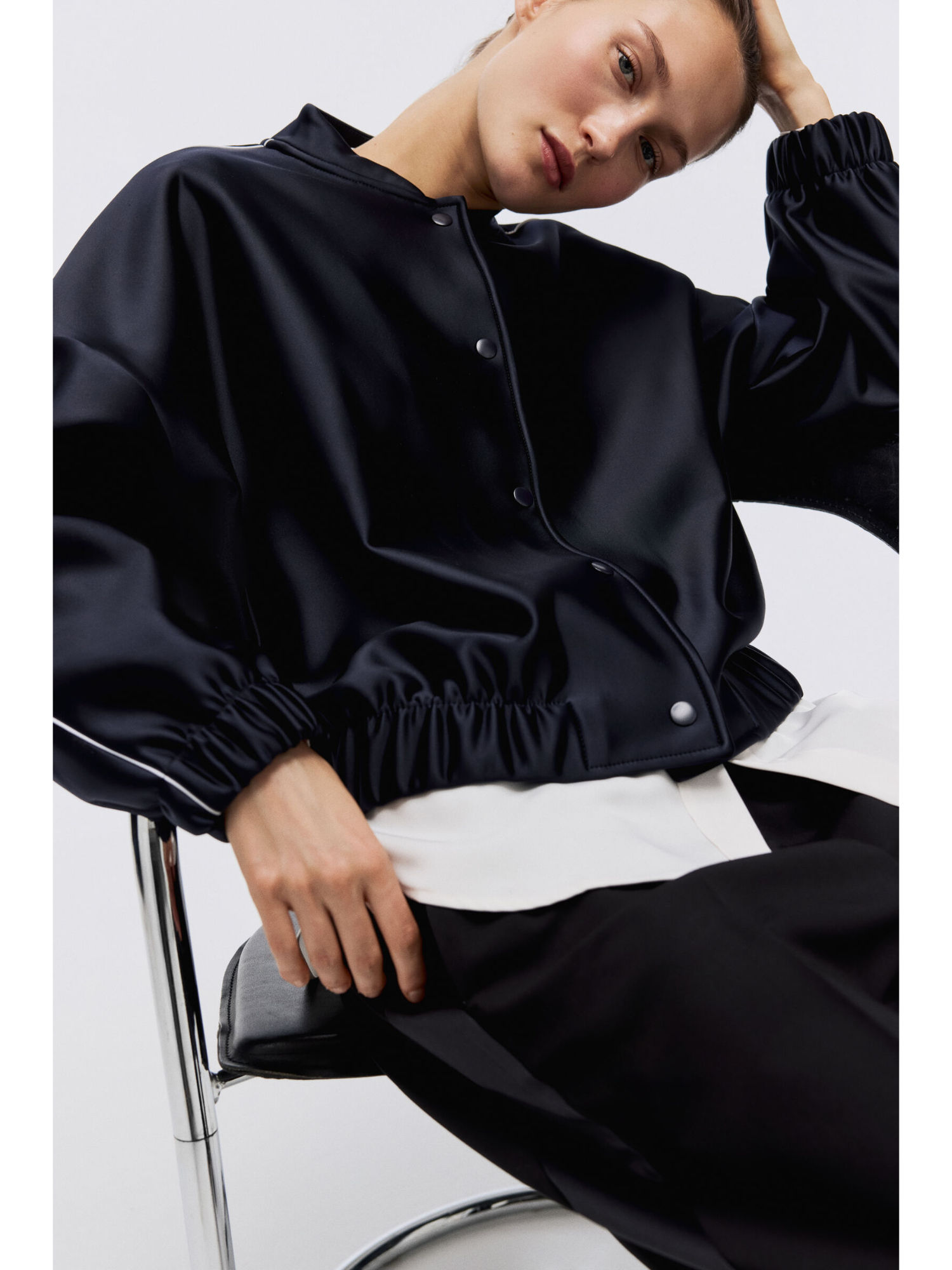 h&m Women Blue Bomber Jacket-picture-17