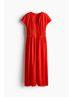 H&M - Women Red Cotton Midi Dress