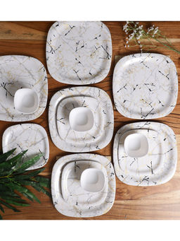 CDI - White Square Melamine 18Pcs Dinner Set White
