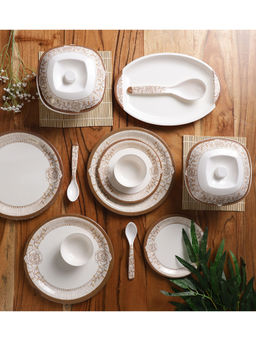 CDI - White Floral Printed Round Melamine 41 Pcs Dinner Set