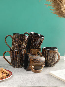 CDI - Textured Milk Coffee Mus Brown Set Of 6