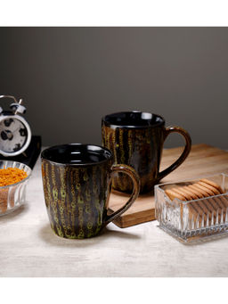 CDI - Green Lined 350 Ml Coffee Mugs Set Of 2