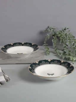 India Circus by Krsnaa Mehta - Nature's Bloom Pasta Plate Blue Set of 2