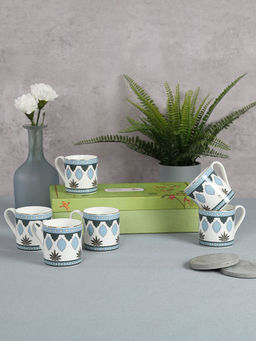 India Circus by Krsnaa Mehta - Gardenia Dreams Melon Mug Black Set of 6