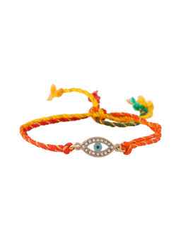 Estele - Gold Plated Auspicious Evil Eye Designer Rakhi with Crystals & Silk Thread