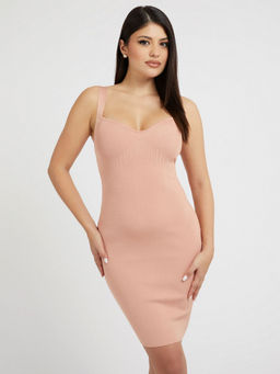 Guess - Women Pink Solid Shoulder Straps Sleeveless Bodycon Dress