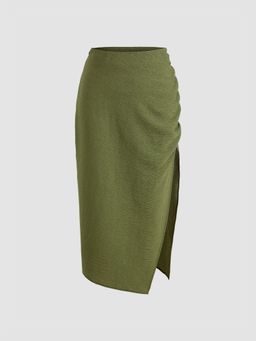 Cider - Textured Slit Midi Skirt