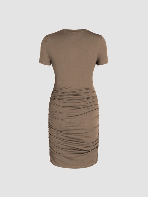 Buy Cider Solid Rib Ruched Mini Dress Online