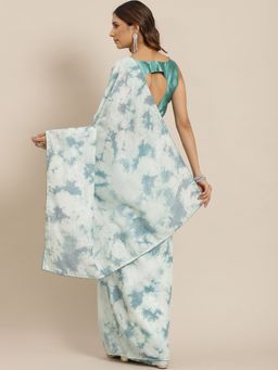 Akhilam - Poly Silk Teal Green Embellished Saree With Unstitched Blouse