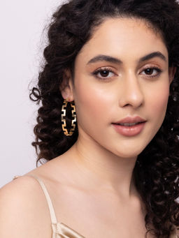 Indya - Gold Geometric Half Hoop Earrings