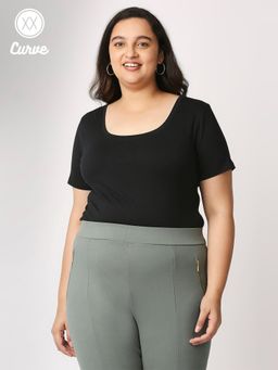 Twenty Dresses by Nykaa Fashion - Curve Black Pool Side Partner Basics Bodysuit