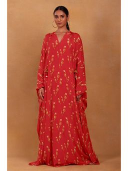Masaba - Red Feather Pop Kaftan Dress (Set of 2)