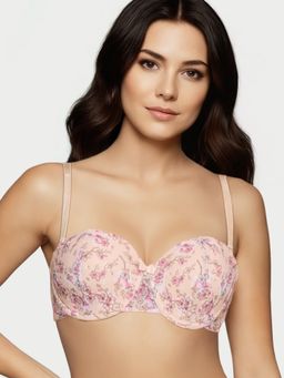 Enamor - Beige Nylon Floral Bra