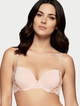 Enamor - Beige Nylon Solid Bra