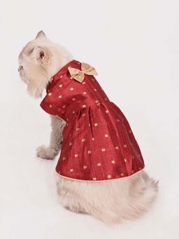 Vastramay - Cats' Maroon Silk Blend Dress