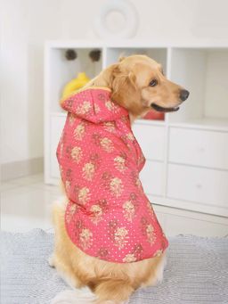 Vastramay - Dogs' Pink Quilted Sequins Hooded Jacket