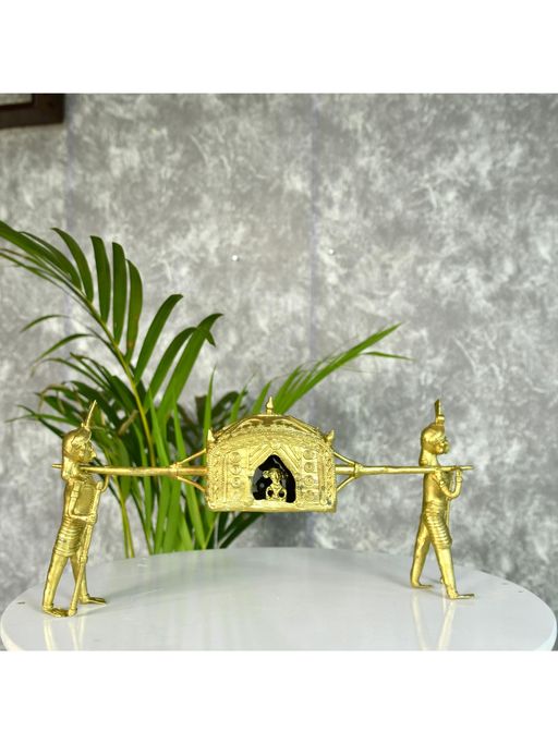 SOWPEACE Gold Dhokra Art Wedding Palki: Elite Decor