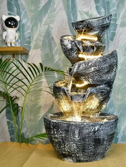 SOWPEACE - Grey Multi Bowl Stone Water Fountain