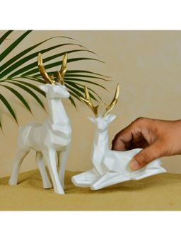 SOWPEACE - White Resin Diamond Deer (Pack of 2)