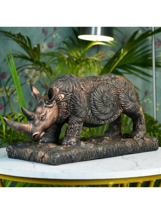 SOWPEACE Brown Resin Rhino Decor