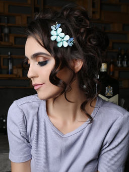 Odette - Aqua Blue Hawaiian Flower Barrettes Hair Clip