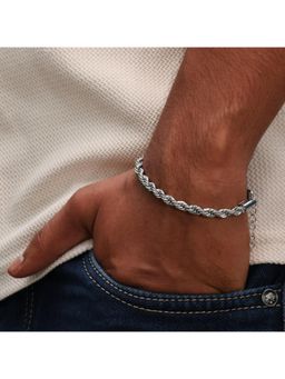 ARVINO - Forged Rope Men'S Bracelet Silver