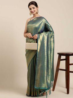 Odette - Green Kanjivaram Silk Banarasi Weaving Silk Saree with Unstitched Blouse