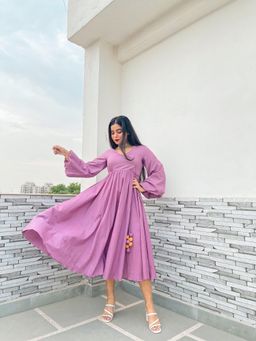 Kaori By Shreya - Wistful Mauve Long Skater Dress