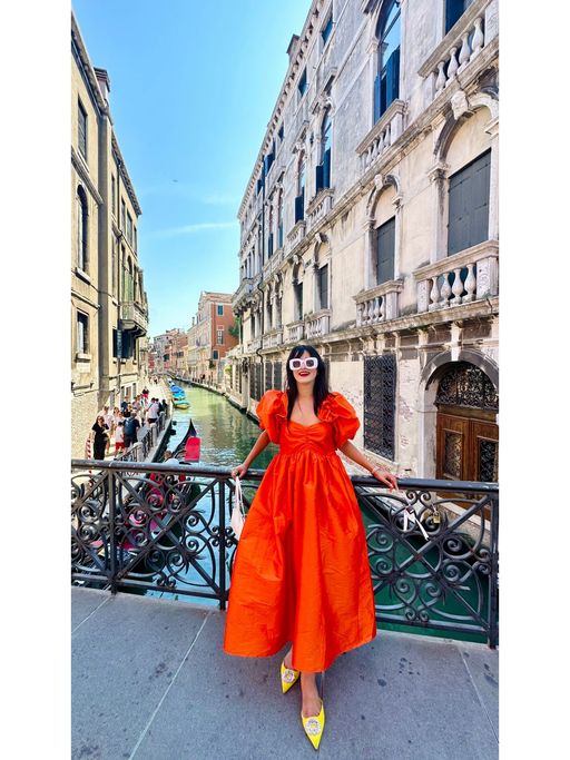 Buy Kaori By Shreya Autumn Sunset Off Shoulder Midi Dress Online