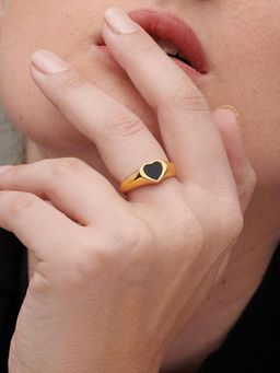 Palmonas - Black Heart Ring-18k Gold Plated