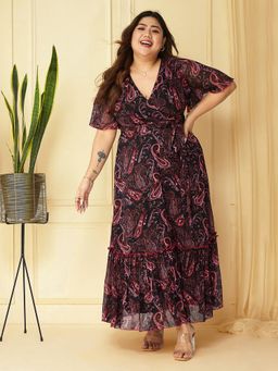 Miss Chase - A+ Curve Collection Plus Size Womens Base Black Maxi Dress