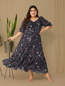 Miss Chase - A+ Curve Collection Plus Size Womens Base Black Maxi Dress