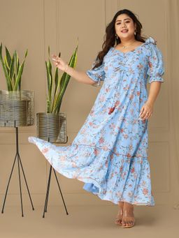 Miss Chase - A+ Curve Collection Plus Size Womens Base Powder Blue Dress