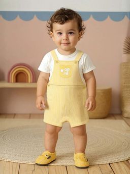MINI KLUB - Yellow Cotton Regular Dungaree With T-Shirt