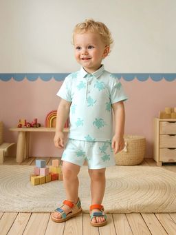 MINI KLUB - Blue Cotton Regular Polo T-Shirt With Shorts