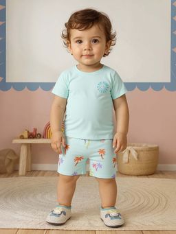 MINI KLUB - Blue Cotton Regular T-Shirt With Shorts