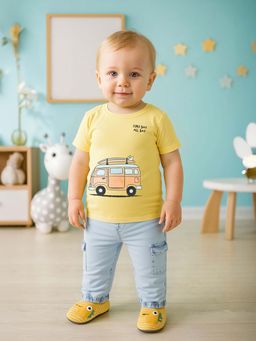 MINI KLUB - Yellow Cotton Regular T-Shirt