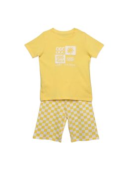 MINI KLUB - Yellow Cotton Regular T-Shirt With Shorts