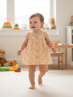 MINI KLUB - Peach Cotton Regular Dress