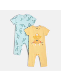 MINI KLUB - Multi-Color Cotton Regular Romper (Pack of 2)