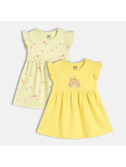 MINI KLUB - Multi-Color Cotton Regular Dress (Pack of 2)